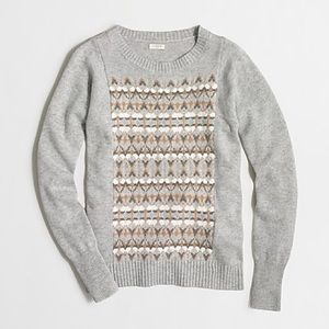 J. Crew Fair Isle Front Grey Crewneck Sweater